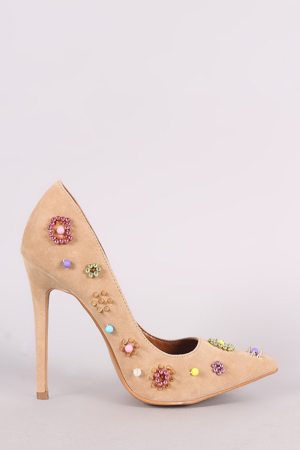 Shoe Republic LA Suede Beadwork Pointy Toe Pump