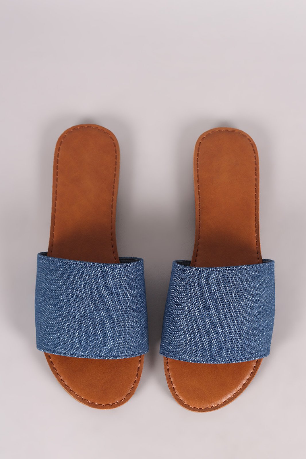 Denim Single Wide Band Slip-On Sandal - NoveltyOne
