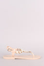 Faux Pearl Embellished T-Strap Thong Flat Sandal - NoveltyOne