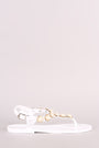 Faux Pearl Embellished T-Strap Thong Flat Sandal - NoveltyOne