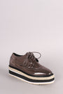 Perforated Patent Lace-Up Platform Oxford