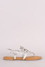 Bamboo Metallic Cutout Rhinestone Thong Flat Sandal