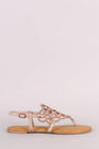 Bamboo Metallic Cutout Rhinestone Thong Flat Sandal