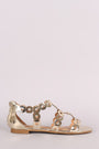 Bamboo Metallic Scalloped Laser Cut Flat Sandal