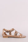 Bamboo Metallic Scalloped Laser Cut Flat Sandal