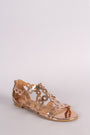 Bamboo Metallic Scalloped Laser Cut Flat Sandal