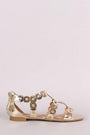 Bamboo Metallic Scalloped Laser Cut Flat Sandal
