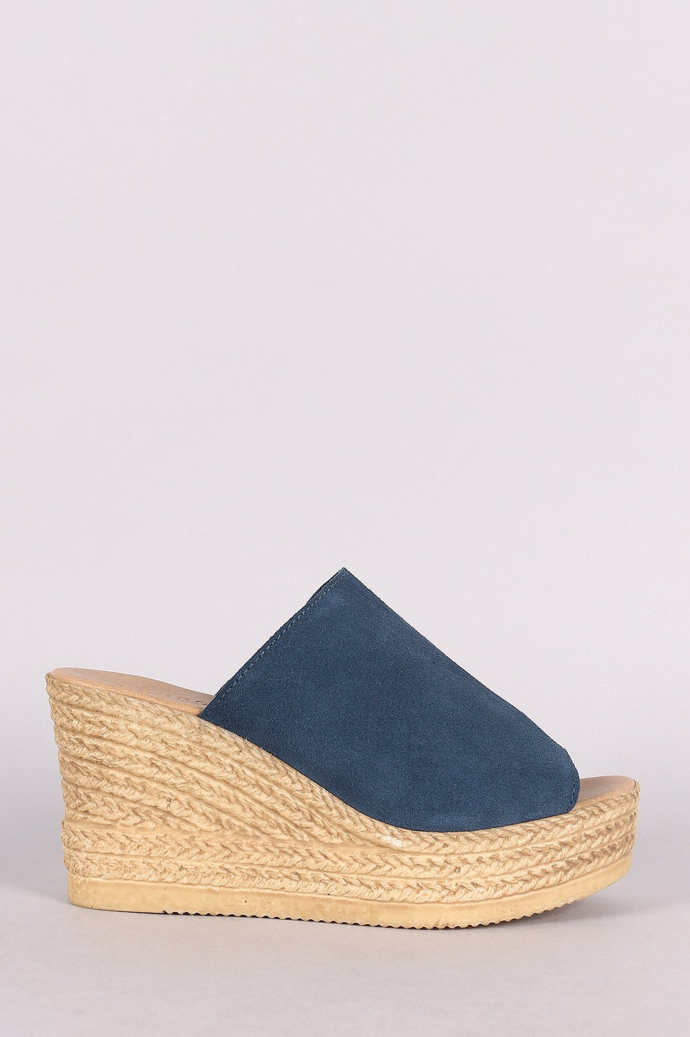 Bamboo Suede Espadrille Embossed Platform Mule Wedge