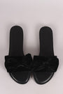 Bamboo Velvet Bow Open Toe Slide Sandal
