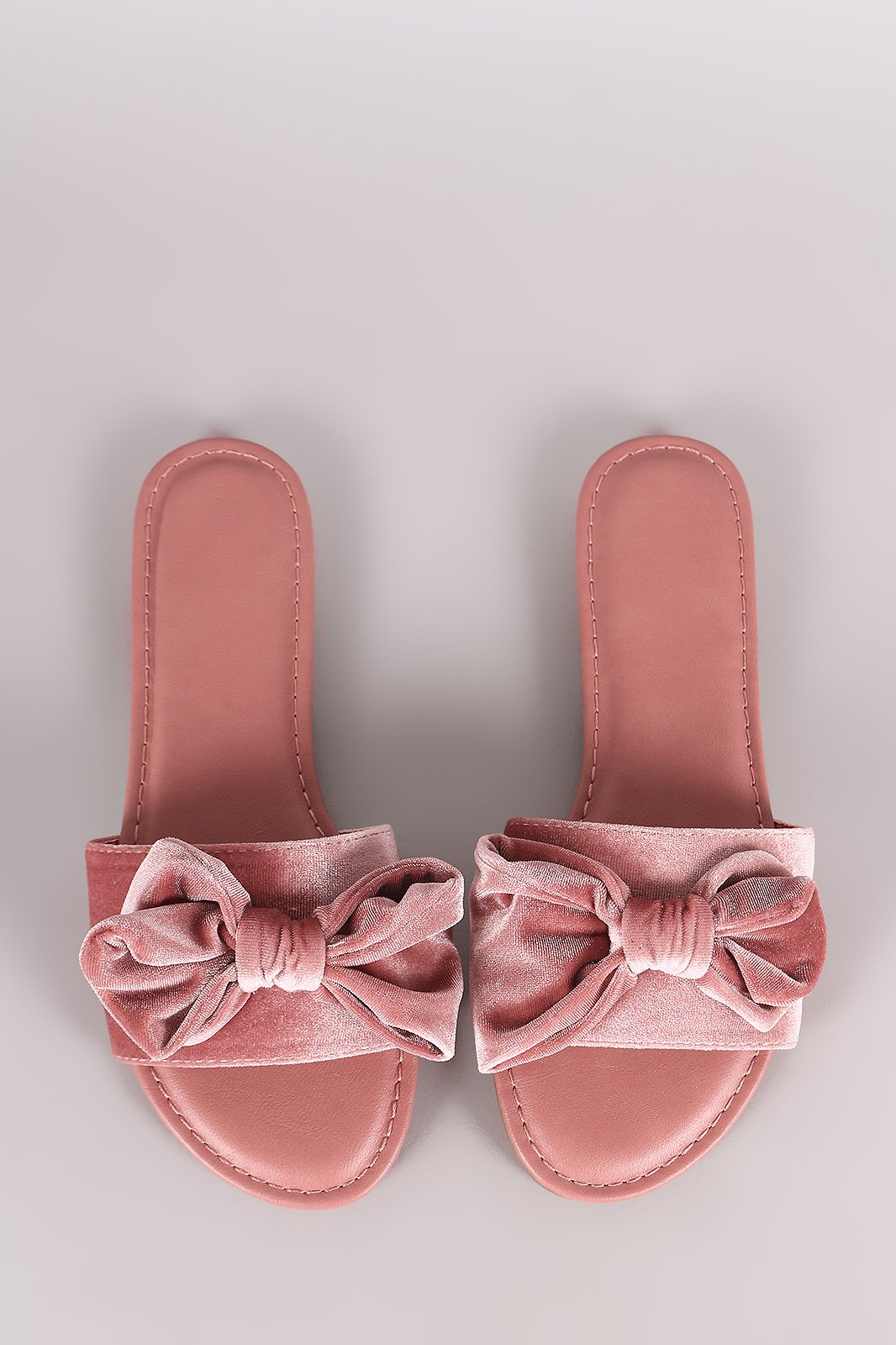 Bamboo Velvet Bow Open Toe Slide Sandal