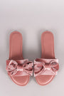 Bamboo Velvet Bow Open Toe Slide Sandal