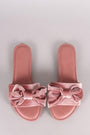 Bamboo Velvet Bow Open Toe Slide Sandal
