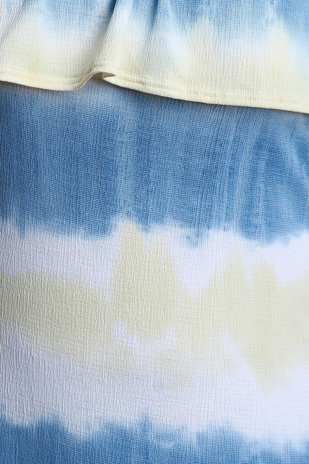 Tie Dye Ruffle Bardot Side Slit Maxi Dress