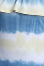 Tie Dye Ruffle Bardot Side Slit Maxi Dress