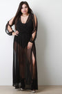 Surplice Cutout Long Sleeve Mesh Maxi Dress