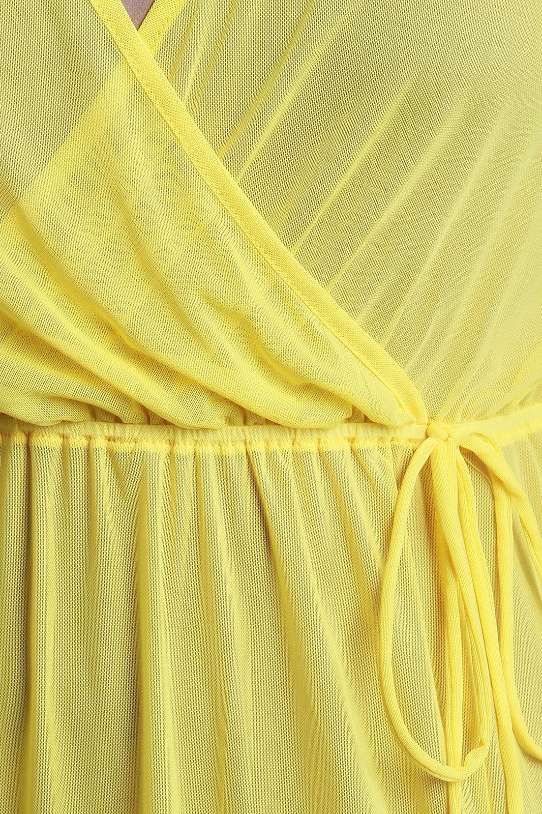 Surplice Cutout Long Sleeve Mesh Maxi Dress