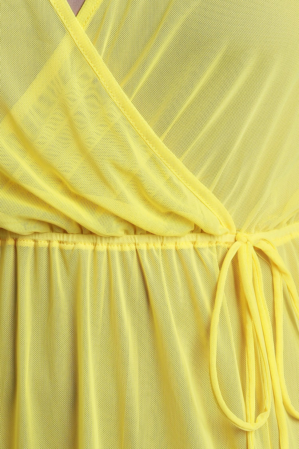 Surplice Cutout Long Sleeve Mesh Maxi Dress