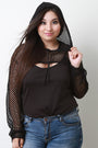 Front Cutout Fishnet Mesh Hooded Crop Top - NoveltyOne