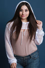 Front Cutout Fishnet Mesh Hooded Crop Top - NoveltyOne