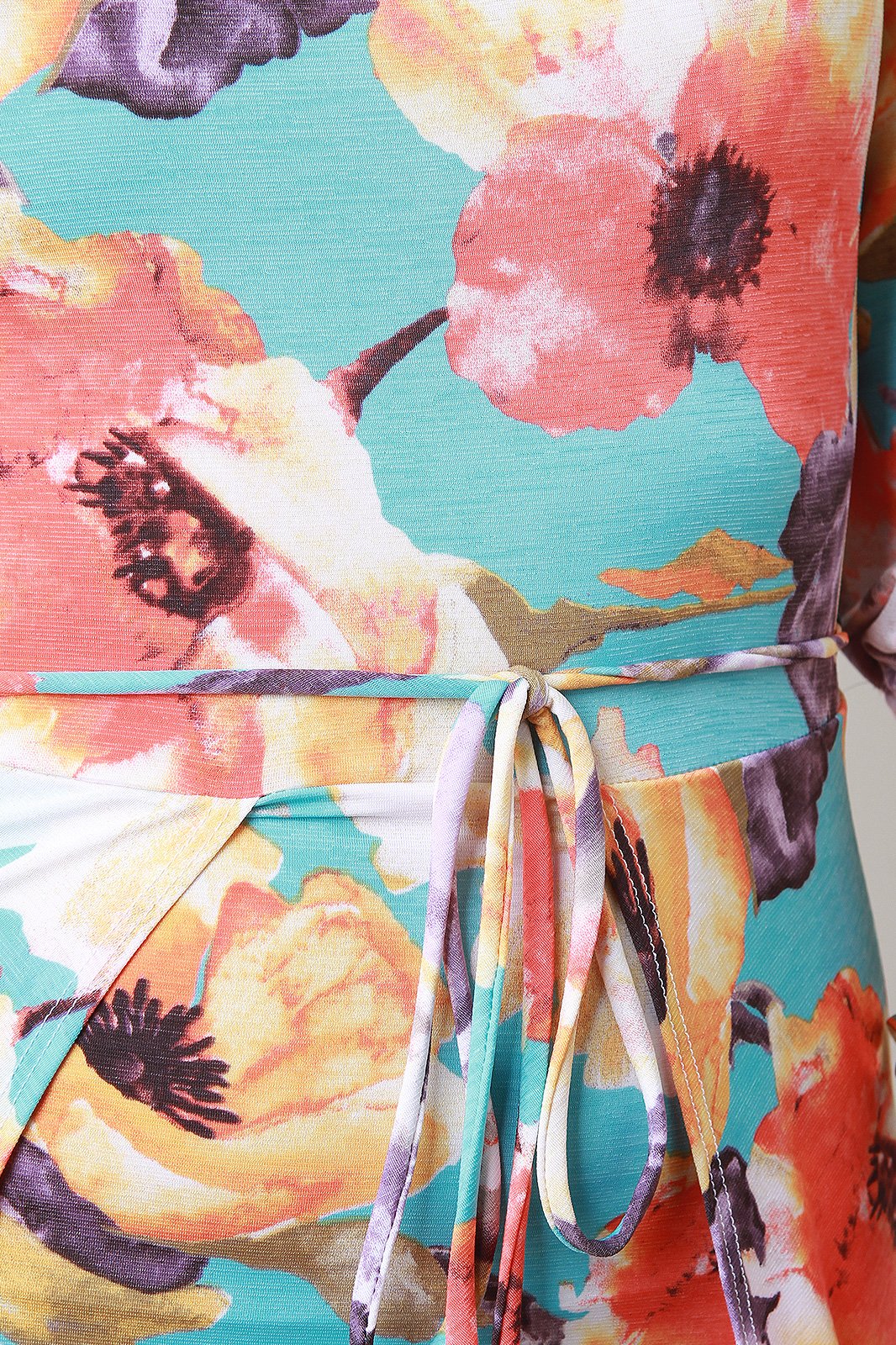 Floral Open Front Bardot Waist Tie Bodysuit Maxi Dress