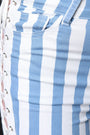 Open Side Grommet Lace-Up Stripe Skinny Pants