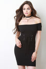 Off The Shoulder Self-Tie Corset Mini Dress