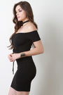 Off The Shoulder Self-Tie Corset Mini Dress