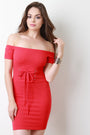 Off The Shoulder Self-Tie Corset Mini Dress