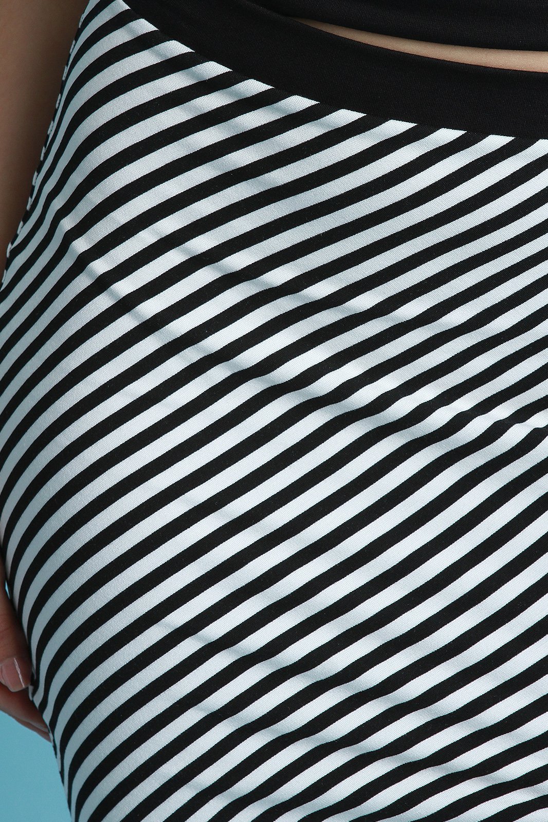 Striped High Waisted Asymmetrical Hem Midi Skirt