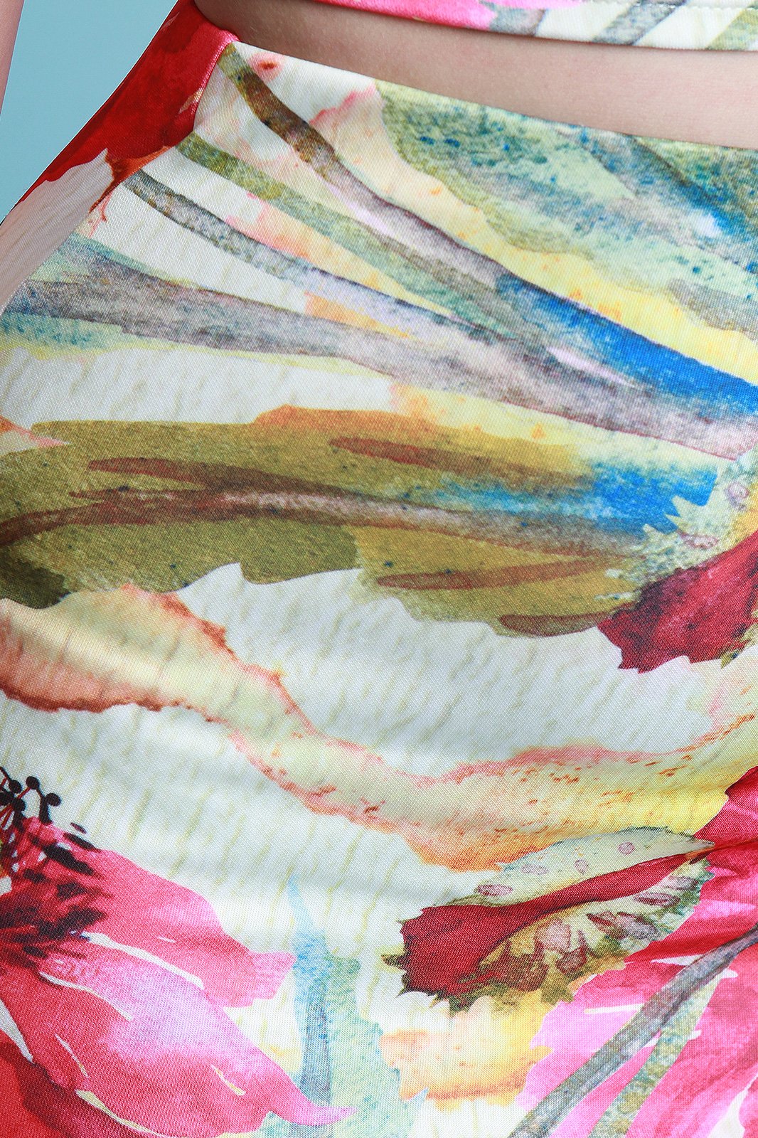 Tropical Floral High Waisted Midi Skirt