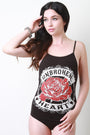 Unbroken Heart Graphic Print Spaghetti Strap Bodysuit