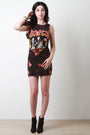 Rock Graphic Print Side Lace Up Bleach Mini Dress