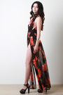 Floral Mesh Maxi M-Slit Bodysuit Dress
