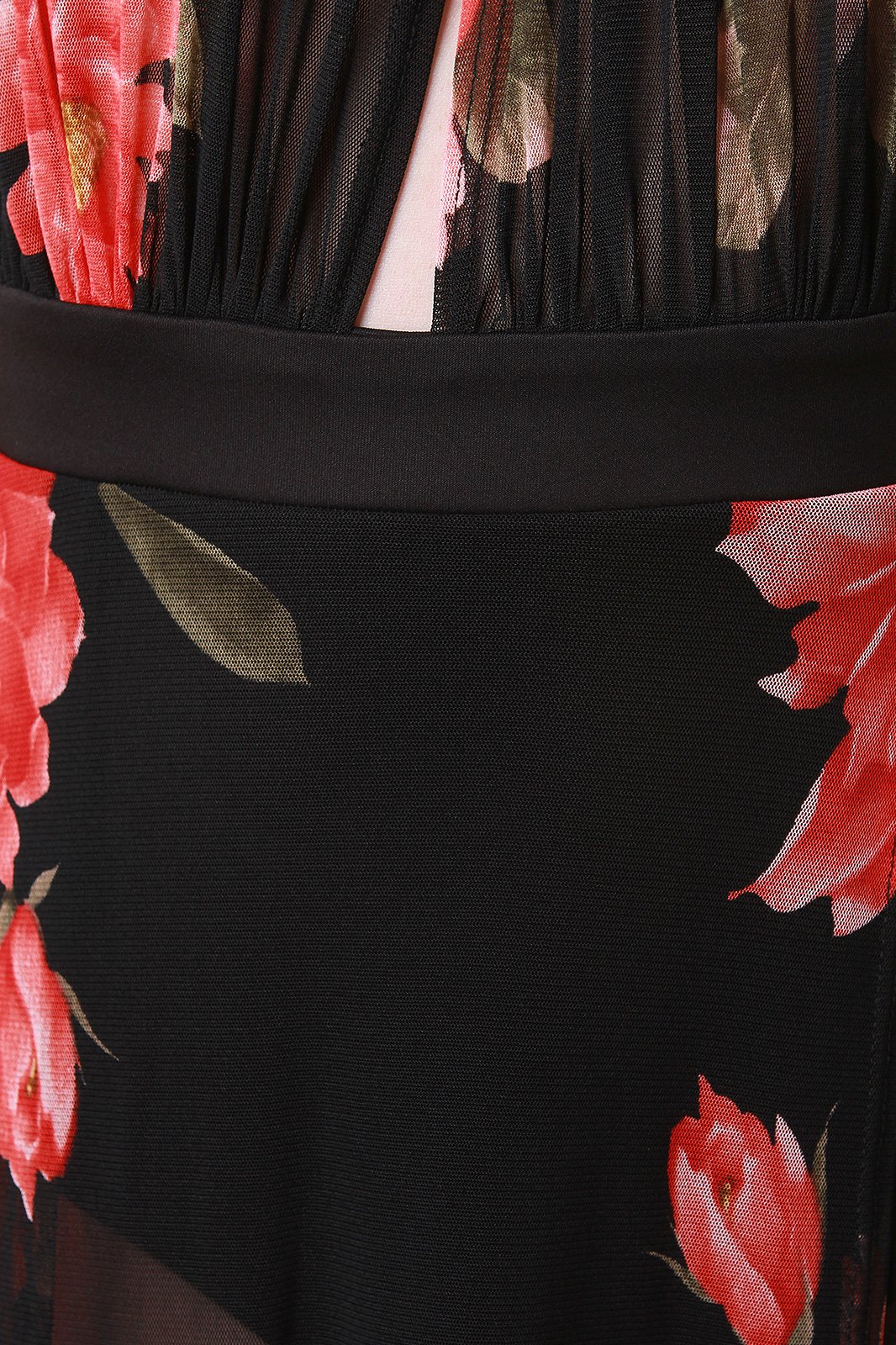 Floral Mesh Maxi M-Slit Bodysuit Dress