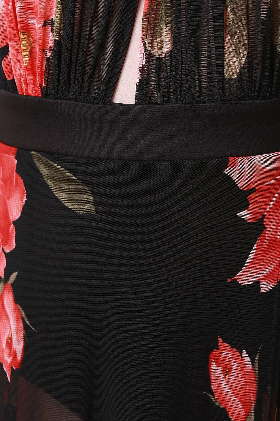 Floral Mesh Maxi M-Slit Bodysuit Dress