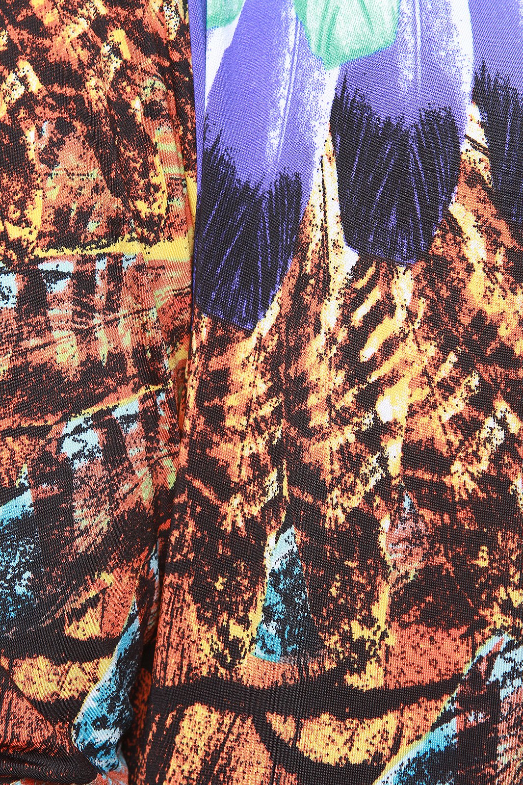 Vibrant Feather Print Floor Swept Cover-Up Cardigan
