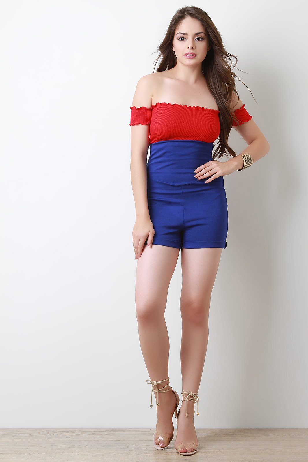 Empire Waist Cuff Shorts