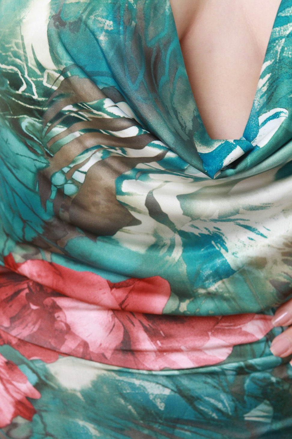 Floral Draped Halter Double Slit Maxi Dress - NoveltyOne