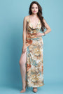 Floral Draped Halter Double Slit Maxi Dress - NoveltyOne