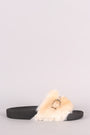 Soda Horsebit Ornament Faux Fur Slide Sandal