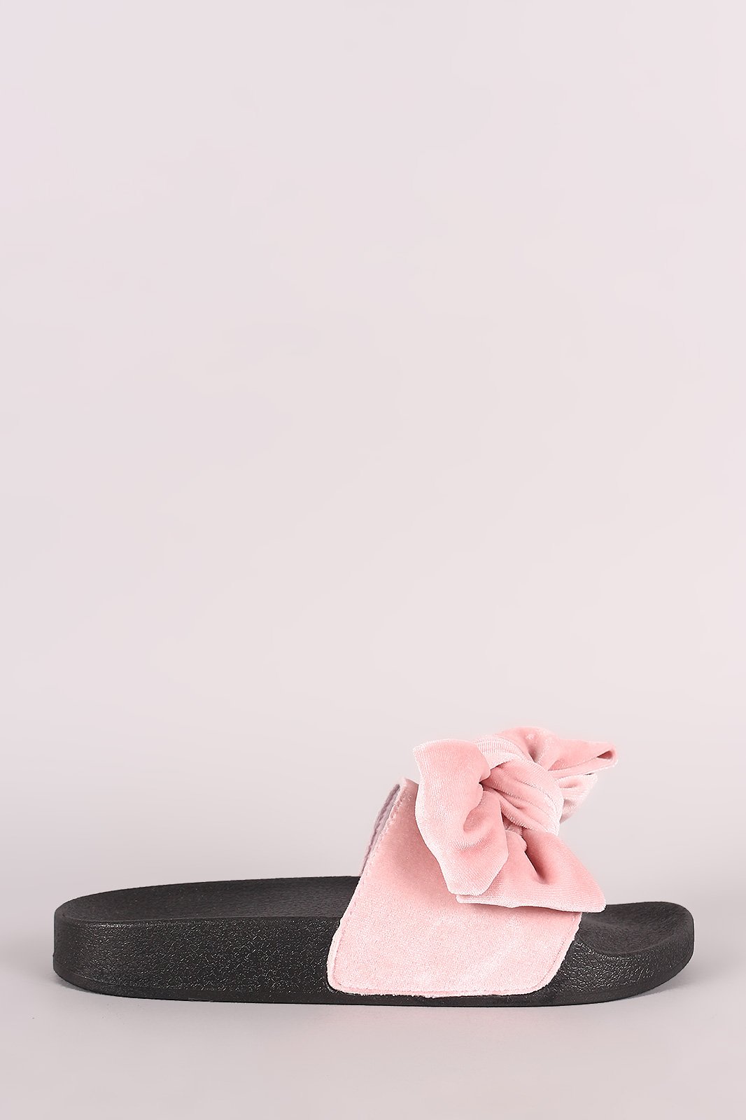 Qupid Velvet Bow Slide Sandal