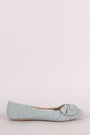 Qupid Denim Knotted Bow Ballet Flat