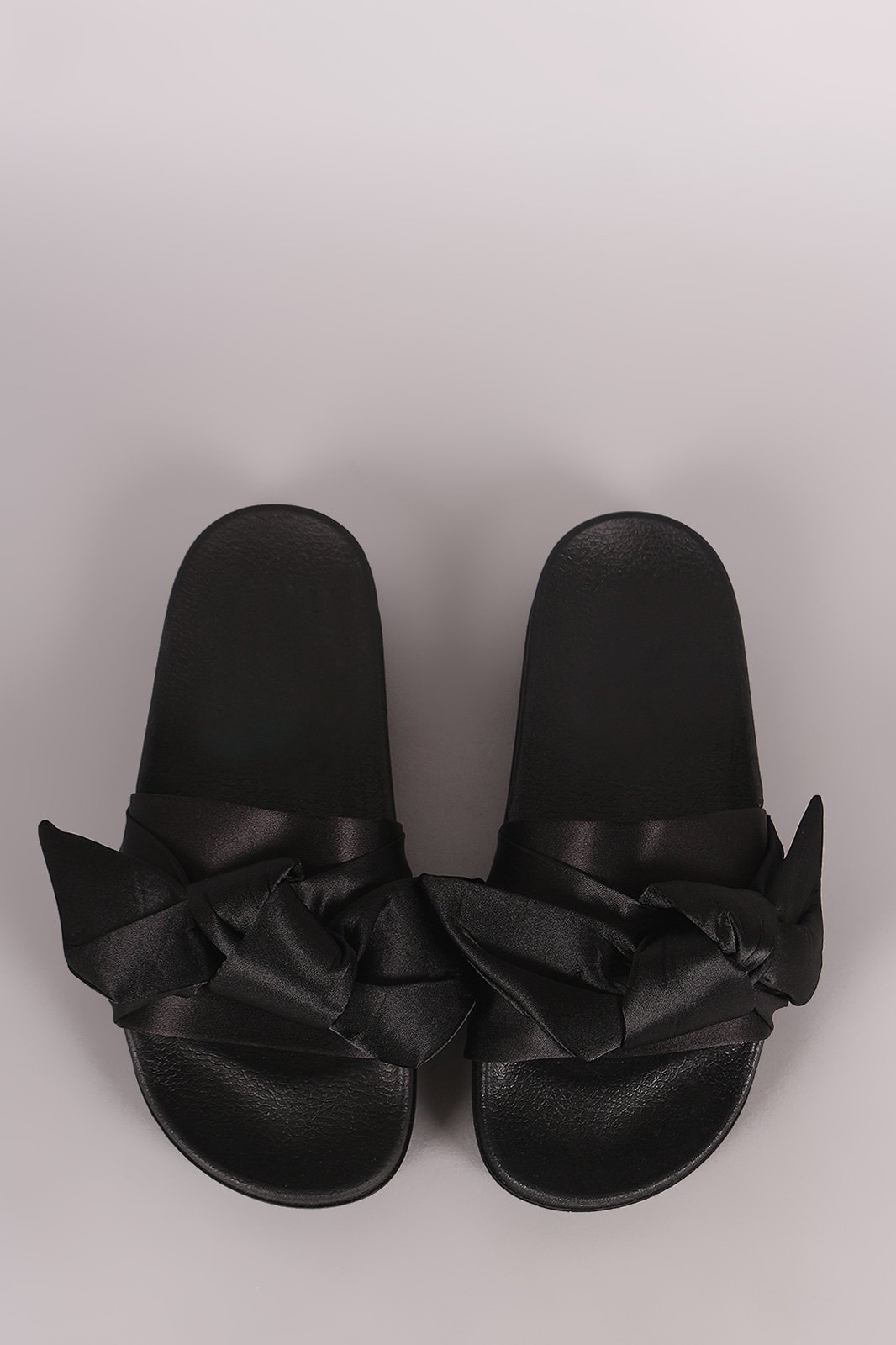 Oversized Satin Bow Open Toe Slide Sandal