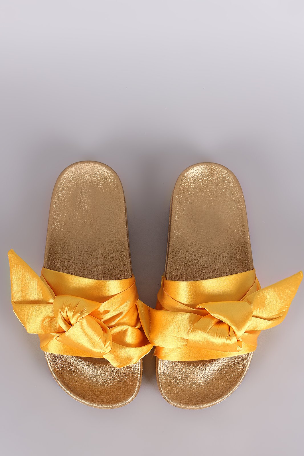Oversized Satin Bow Open Toe Slide Sandal