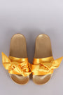 Oversized Satin Bow Open Toe Slide Sandal