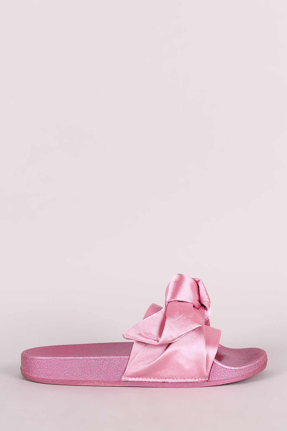 Oversized Satin Bow Open Toe Slide Sandal