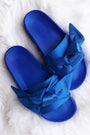 Oversized Satin Bow Open Toe Slide Sandal