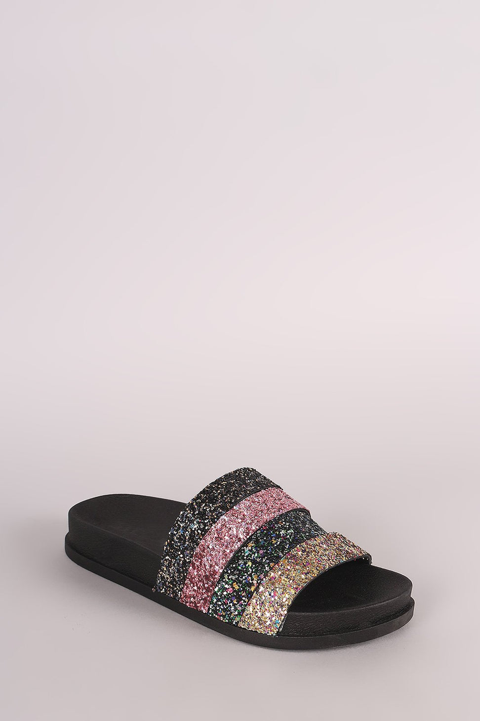 Strappy Glitter Slide Sandal