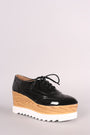 Perforated Patent Lug Sole Lace Up Oxford Platform Wedge