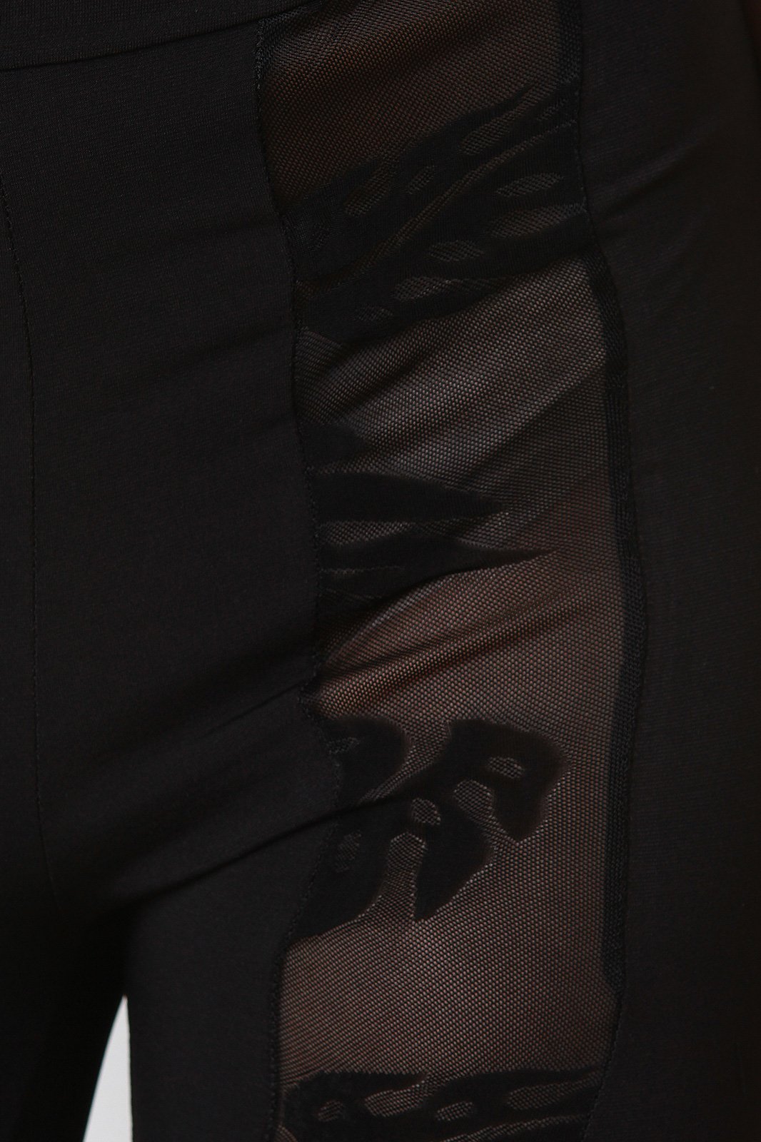 Mesh-Inset Strapless Off-The-Shoulder Capri Jumpsuit